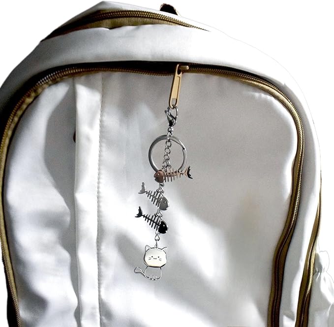 Purse Charms bag handbag Backpack Wallet Stainless Steel Kawaii Cat Cute Keychain for Women Men Kids Girls Teens Dad Mom Lovers Gifts Aesthetic car Keys Keyring
