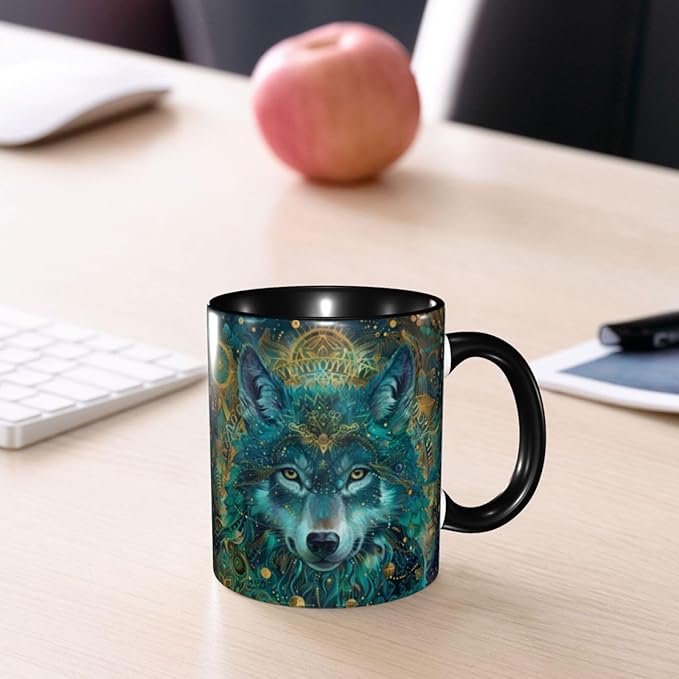 Wolf Coffee Mug 11 OZ Ceramic Tea Cup Novelty Mugs Funny Coffee Cups with Handle