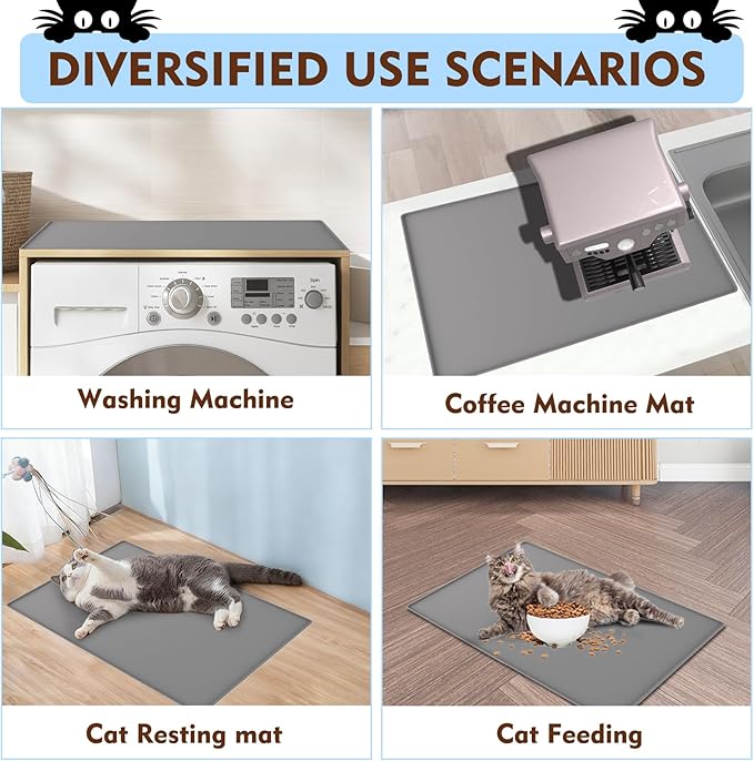 Cat Litter Mat 24" x 16",Soft Silicone Material, Easy Clean Waterproof No Slip Litter Tray Mat, Durable Cat Mat For Indoor,Garden