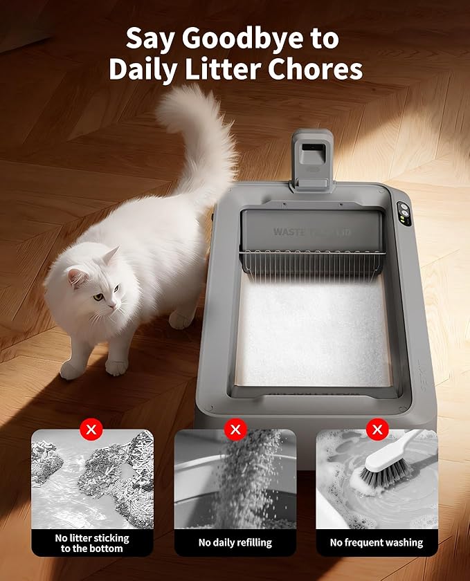 PETKIT Crystal Cat Litter with Tray, Suitable for Purobot Crystal Duo Automatic Litter Box, Dust-Free Mess-Free No Refilling, Odor Control (White-Original Unscented, 4.5 lb×4 Packs)