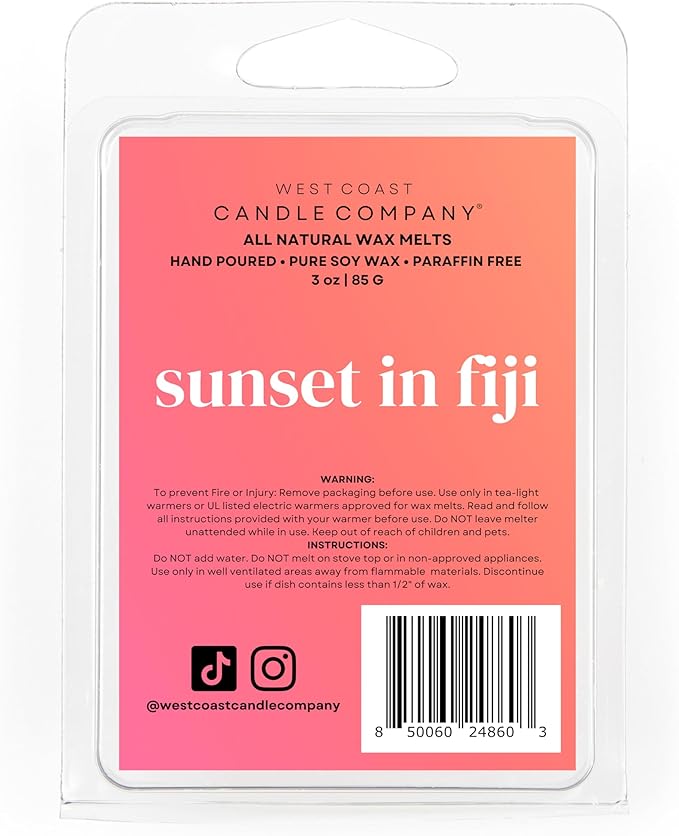 Sunset in Fiji | Pet Safe Wax Melts | All Natural Soy | Non-Toxic | Dog Friendly | Vet Approved | Long Lasting Home Fragrance | Pet Odor Eliminator | Clean Burning Wax Cubes | Safe Air Freshener