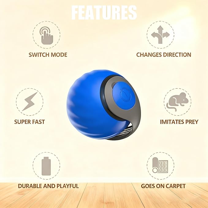 Cat Toys for Indoor Cats-Automatic Interactive Cat Toy with 2 Speeds Rechargeable Cat Enrichment Toys(Blue)