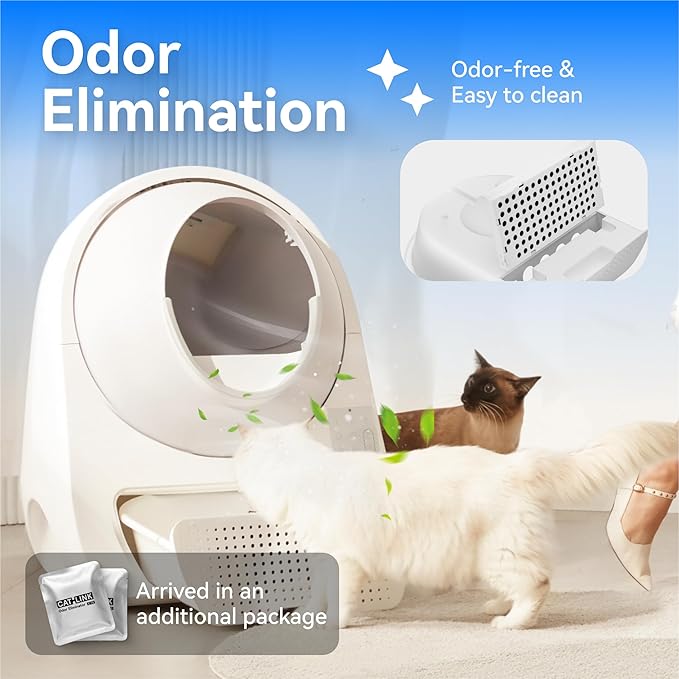 CATLINK Self Cleaning Cat Litter Box for Multiple Cats, Health Monitoring, Automatic Litter Box with APP, Odor Control, 65L Safe Pinch-Free Robot Cat Litter Box, White/Large (Luxury Pro-X Kit)