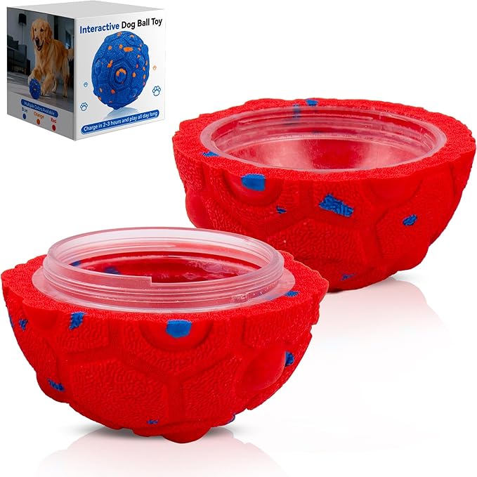 Newget Interactive Dog Toy Ball Replacement Shell, Chew-Resistant E-TPU Durable Cover for Medium & Large Dogs, Spare Outer for Smart Rolling & Bouncing Balls, Red (No Ball Core)