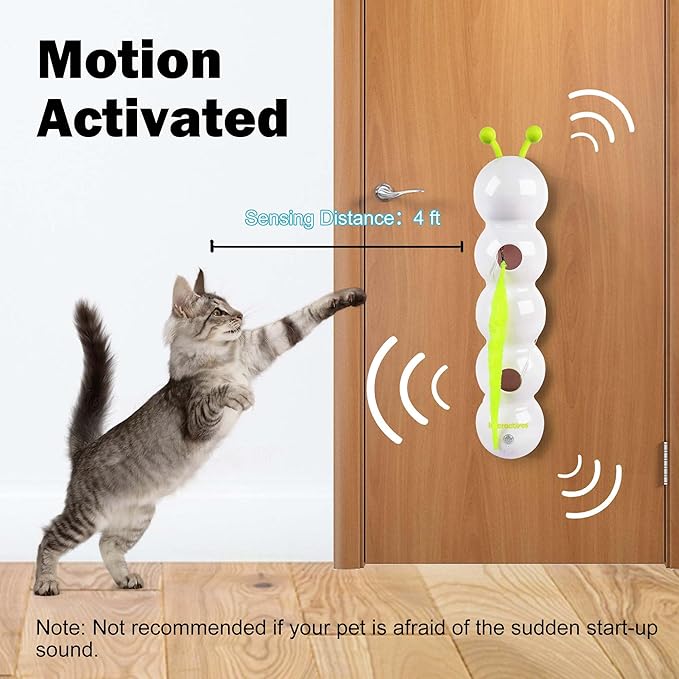 Interactive Cat Feather Toy, Automatic Fluffy Tail Teaser with Motion Sensor,Whack a mole Cat Toy, USB Rechargeable, Suction Cup for Stable Play, Perfect for Indoor Cats