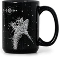 16 oz Black Kitty Coffee Mug for Cat Lovers - Gift for Women, Mom, Friends, Coworker, Men, Dad - Goth Ceramic Tea Cup for Christmas,Halloween, Witchy Present
