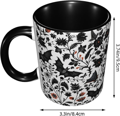 Bat Coffee Mug 11oz Ceramic Tea Cup With Handle Funny Porcelain Mugs for Women Dishwasher Microwave Safe