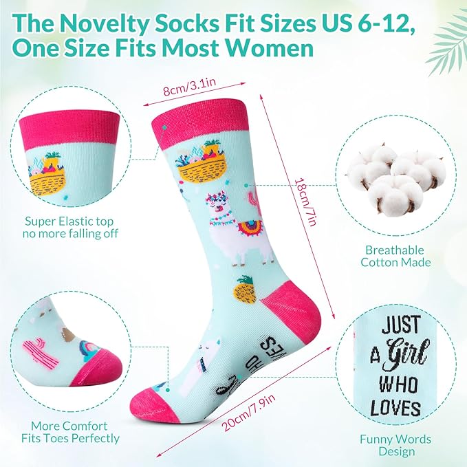 Funnymoom 2 Pack Cute Llama Gifts Set Skinny Tumbler 20 oz Travel Coffee Mug Novelty Cute Animals Socks, Christmas Birthday Party Gifts for Llama Themed