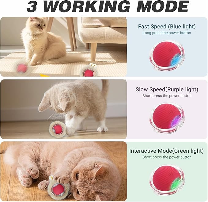 Interactive Cat Toys for Indoor Cats,Hide and Seek Cat Toy Automatic Motion Kitten Toys for Bored Cats Exercise with 2 Balls