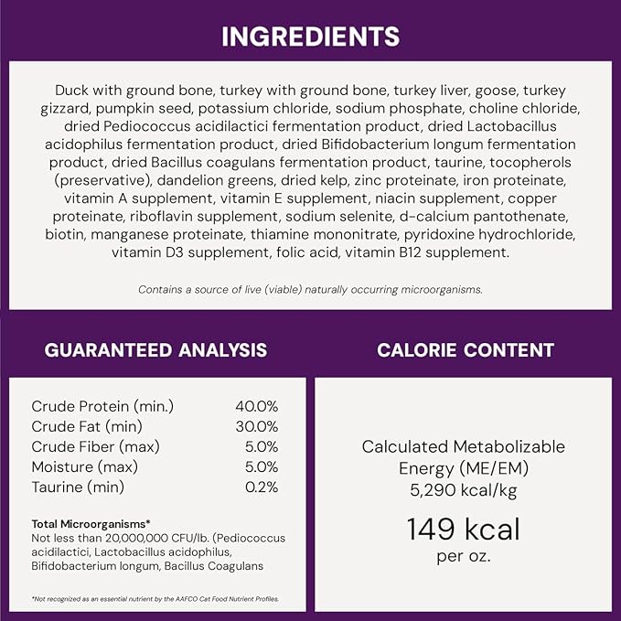 Stella & Chewy's Freeze-Dried Raw Cat Dinner Morsels - Premium Duck & Goose Recipe with 98% Cage-Free Poultry & Organs - Natural Grain-Free Cat & Kitten Food - Made in USA - 3.5 oz