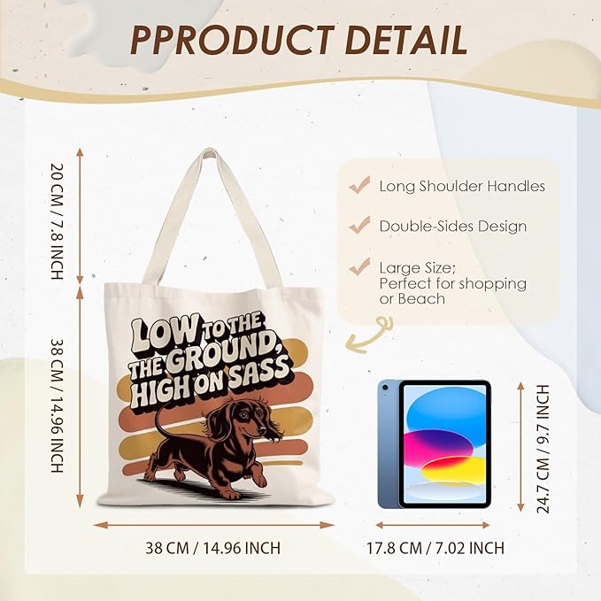 Canvas Tote Bag Aesthetic,Zoon Cow Dog Cat Tote Bag,Gifts for Women Canvas Tote Bags