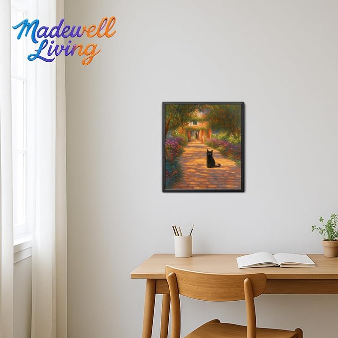 Madewell Living Van Gogh Starry Night with Funny Cat Canvas Print Wall Art - Ready to Hang, Waterproof Living Room & Bedroom Decor
