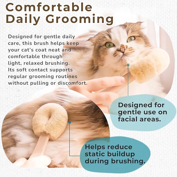 Cat Brush for Indoor Cats – Soft Gentle Natural Sisal Cat Grooming Brush & Cat Massage Brush, Collects Loose Surface Fur (Not a Heavy Deshedding Tool), Handmade in Japan (Type-A)