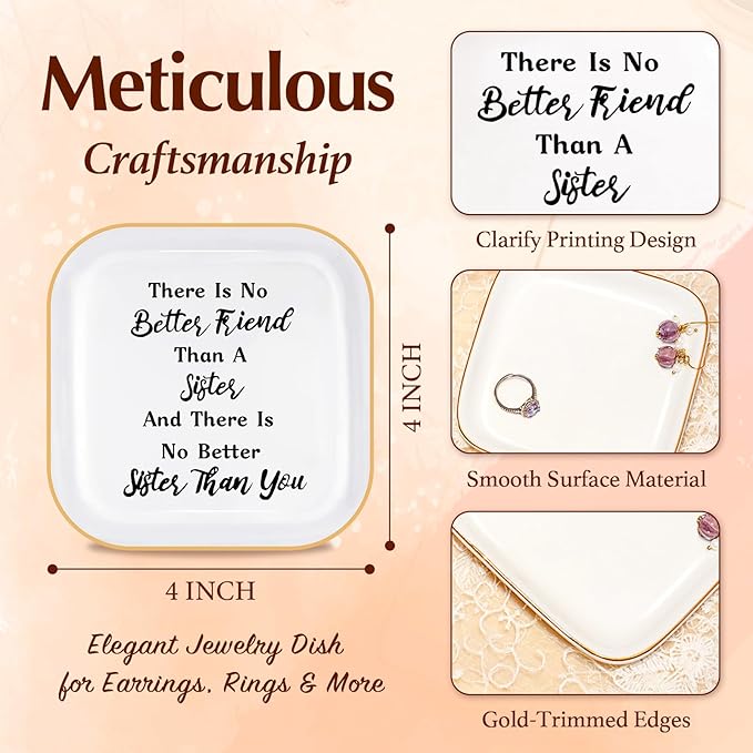PUDDING CABIN Sister Birthday Gifts from Sister Jewelry Dish - There is no better friend than a sister and there is no better sister than you - Sister Gifts Mothers Day Christmas