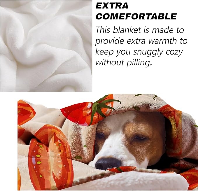 Tomato Blanket Gifts - Tomato Soft Fleece Throw Blankets - Perfect for Kitchen Decor, Gardeners, and Food Lovers - 50x60 Inches