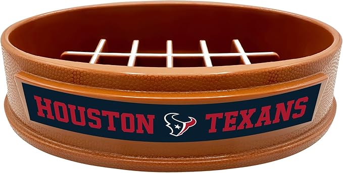 NFL Super-Bowl Houston Texans Slow Feeder Dog & Cat Bowl. Football Design for Healthy Digestion. Non-Slip for Large & Small Pets