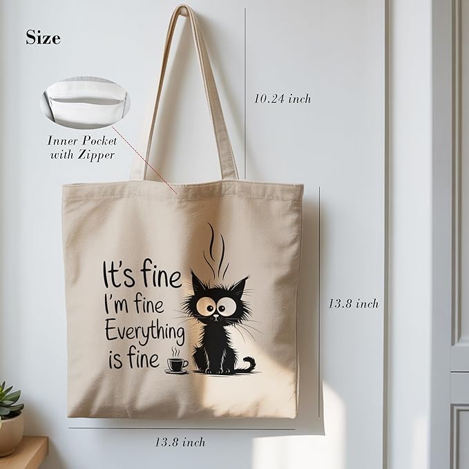 Pets Lover Gifts Tote Bag for Women, Dogs Cats Bee Aesthetic Canvas Bag with Inner Pocket