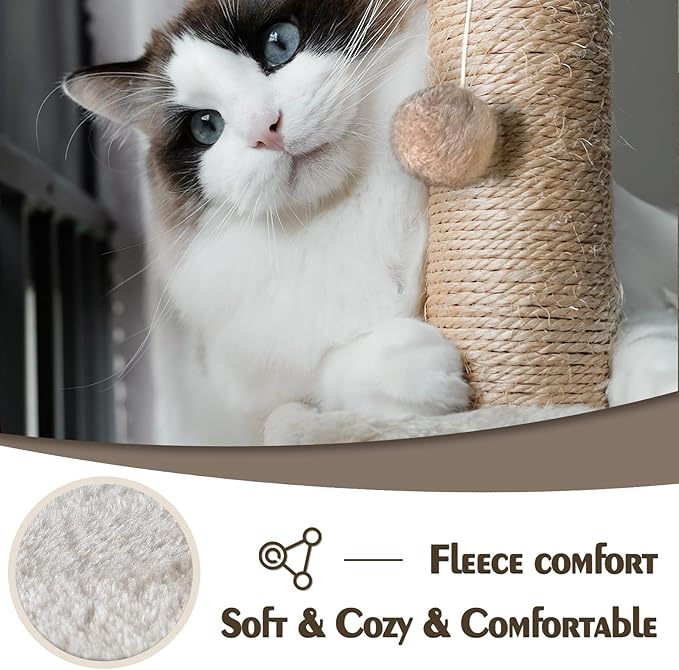Cat Wall Shelves - 7 Pcs Luxury Wall-Mounted Cat Furniture Set, Including 2 Shelves, 2 Solid Wood Steps, 1 Bridge Ladder, 1 Sisal Scratcher Post, 1 Hanging Ball for Large Cats