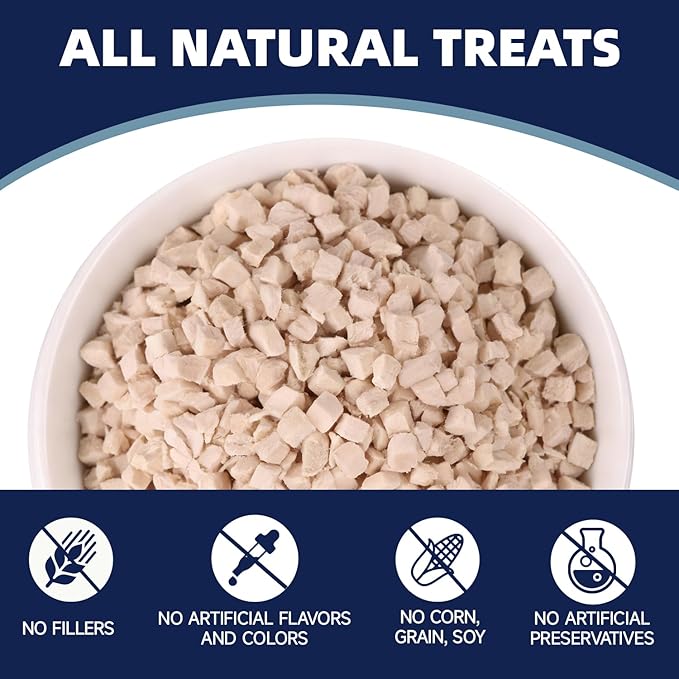 Freeze Dried Chicken Breast Treats for Dogs & Cats, Single Ingredient, High Protein Training Treat, Grain Free, All Natural Healthy Pet Snacks & Food Topper, 6 oz