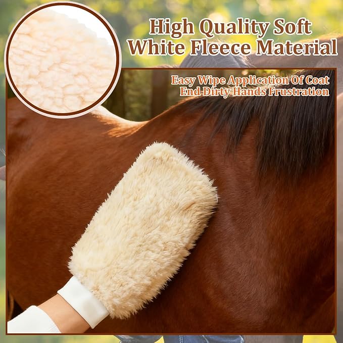Horse Grooming Brushes & Mitts, Soft Fleece Grooming Glove & Wash Mitt, Fur Polishing Glove, Horse Bit Wipes & Cloth