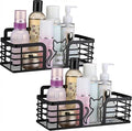 2 Pack Shower Caddy with Cat Black Metal Adhesive Shower Shelves Organizer Decorative Wall Mounted No Drilling Storage Shelf for Bathroom, Kitchen, Bedroom, Cats Lover Gifts