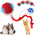 Interactive Cat Toys for Indoor Cats - 2025 Upgraded Kitten Toys for Bored Adult Cats, Smart Self-Rolling Interactive Dog Ball, Automatic Moving Peppy Pet Ball (Red)