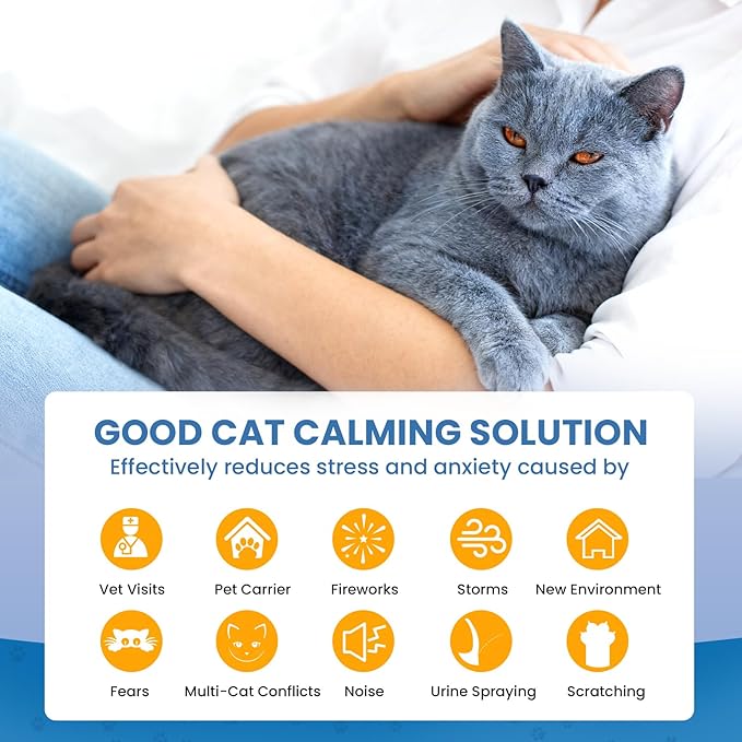 Cat Calming Diffuser, 6 in 1 Kitten Pheromones Calming Diffuser, Multicat Calming Diffuser, Relaxing Pheromone for Cat Relief Stress Anxiety Fighting Scratching, 2 Diffuser 4 Refill(48ml)
