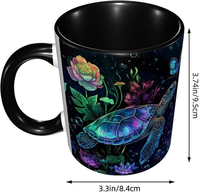 Sea Turtle Coffee Mug Funny Ceramic Tea Cup With Handle Dishwasher Microwave Safe for Women 11oz Porcelain Mugs