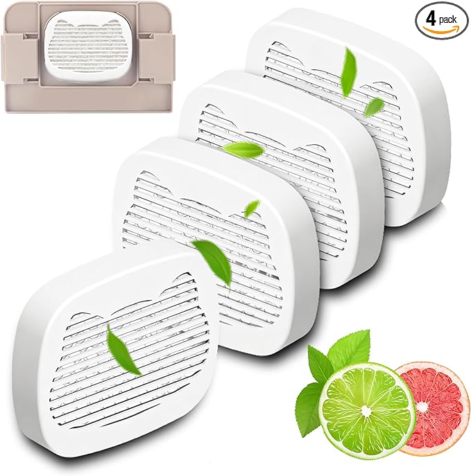 4-Pack Fragrance Box Deodorizer for Snow+ Automatic Cat Litter Box, Odors Remover Compatible with PetSnowy Self-Cleaning System, Grapefruit-Lemon