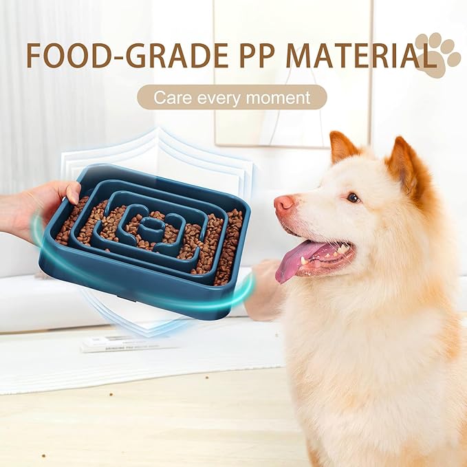 Slow Feeder Dog Bowls for Large Medium Dogs, Anti-Choking Slow Eating Maze Dog Food Bowl, Anti-Slip Slow Feeding Pet Puzzle Bowl,Dark Blue