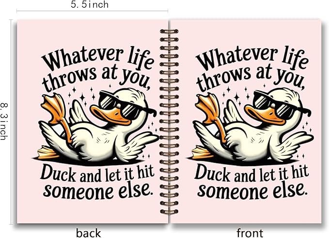 KDHTY Funny Goose Spiral Notebook,Cute Goose Funky Aesthetic Journaling Notebooks Office Supplies,Cute Girls Diary School Notebooks Animal Lover Gifts,5.5 x 8.3