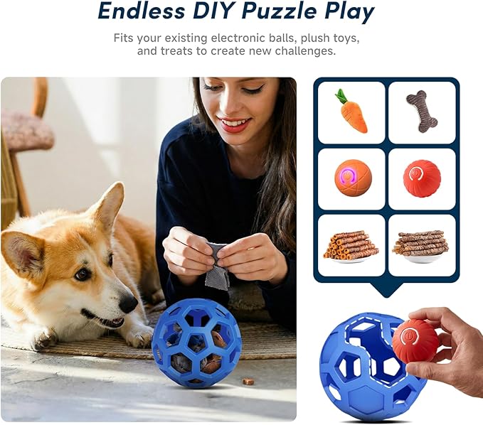 Unique Interactive Dog Toy with Ball-in-Ball Design, 4X Durable Rubber Outer Shell & Inner Smart Automatic Bouncing Ball to Keep Them Busy, Fetch&Puzzle&Chew Toys for Medium, Large High Energy Dogs