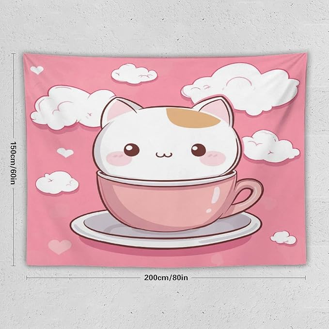 MaSiledy Wall Tapestries Kawaii Cat Tapestry Cat Lover Gifts Aesthetic Bedroom Tapestries Wall Art for Bedroom Wall Hanging for Room 60"x80" Wall Hanging for Home Decor Bedroom Living Room Dorm Decor
