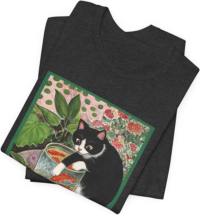 Vintage Cat Painting T Shirt, Matisse Inspired Cat Tee, Retro Art Aesthetic Shirt, Funny Cat Lover Gift