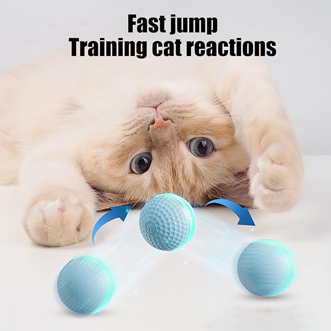 Electric Rolling Ball Cat Toy Automatic Moving Smart Ball with Light Interactive Kitten Teaser for Indoor Cats Bored Relief (Blue)