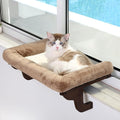 Zakkart Cat Perch for Window Sill with Bolster - Orthopedic Hammock Design with Premium Hardwood & Robust Metal Frame - Cat Window Seat for Large Cats and Kittens - Dark Stained Wood Brown Bed, 24''W