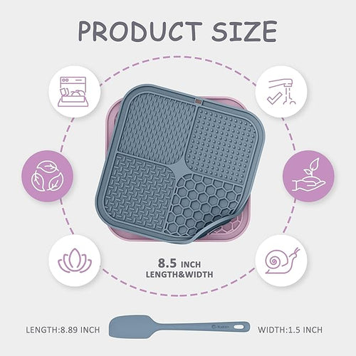 2 Pack Lick Mat for Dogs,Cats,Upgraded 8.5×8.5 inches Licking Mats with Suction Cups,Slow Feeder Licking Pad for Anxiety Relief and Boredom Reducer,Suitable for Dog Training Set 4