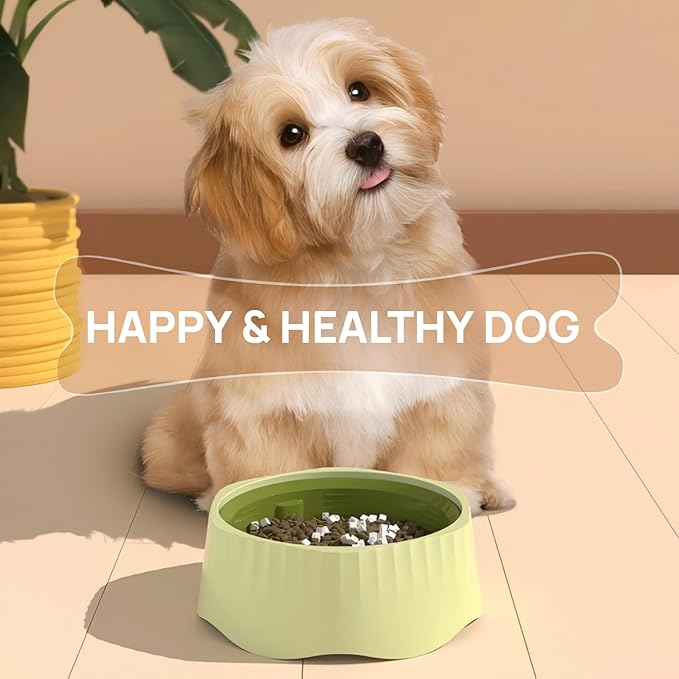 2-in-1 Convertible Slow Feeder Dog Bowl, Regular and Slow Mode for Fast Eaters, Anti-Bloat, Interactive Puzzle, Non-Slip for Small Medium Large Breed Dogs, Cats, Puppies, Pets, Ocean Blue