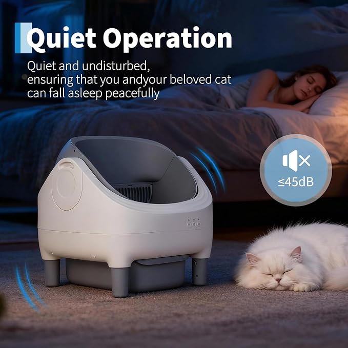 GarveeLife Automatic Self Cleaning Litter Box with APP Control, Open-Top Smart Cat Litter Box for Multiple Cats, 7-Layer Safety Sensors, 10.5L Large Waste Bin, Ultra Quiet, for Large Cats & Kittens