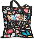 Aesthetic Canvas Tote Bag for Women - with Magnetic Snap Closure & Zipper Inner Pocket Reusable Bag for Shopping