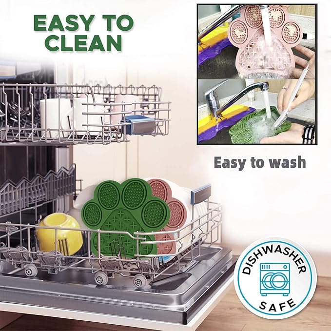 Lick Mat for Dogs and Cats,Dog Food Mat with Suction Cups,Slow Feeder & Non-Slip Design,Boredom & Anxiety Reducer,Calming Mat for Bathing,Grooming,and Nail Trimming (Pink&Green)