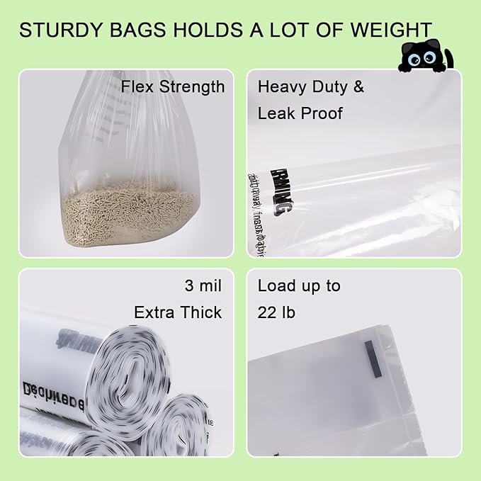 50 Pack Compatible with Litter Robot 4 & 3, Waste Bags for Self Cleaning Litter Box, Automatic Litter Box Liners Bags, 9-11 Gallon Capacity
