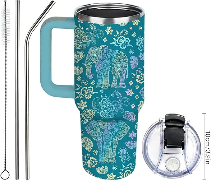 Elephant Tumbler 40oz, Travel Insulated Stainless Steel Tumbler Keeps Drinks Cold & Hot, Double Wall Vacuum, Elephants Gifts for Women Girls Coffee Travel Mug Cup Gift for Birthday Christmas