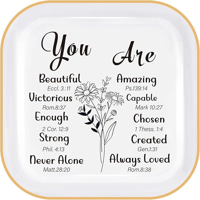 PUDDING CABIN Christian Gifts for Women - Inspirational Religious Gifts for Women, Catholic Gift, Spiritual Gift, Christian Bible Verse Jewelry Dish for Women Mothers Day Christmas