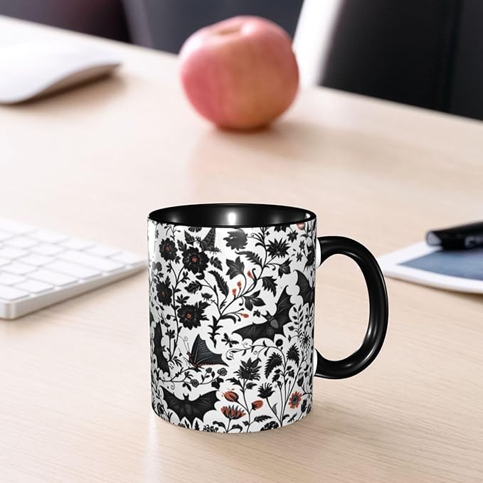 Bat Coffee Mug 11oz Ceramic Tea Cup With Handle Funny Porcelain Mugs for Women Dishwasher Microwave Safe