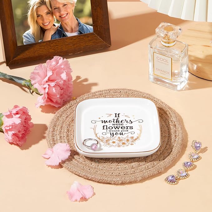 PUDDING CABIN Mothers Day Gifts for Mom Jewelry Dish If Mothers Were Flowers I Would Pick You Present for Step Mom Stepmom New Bonus Stepmother Birthday Wedding Christmas