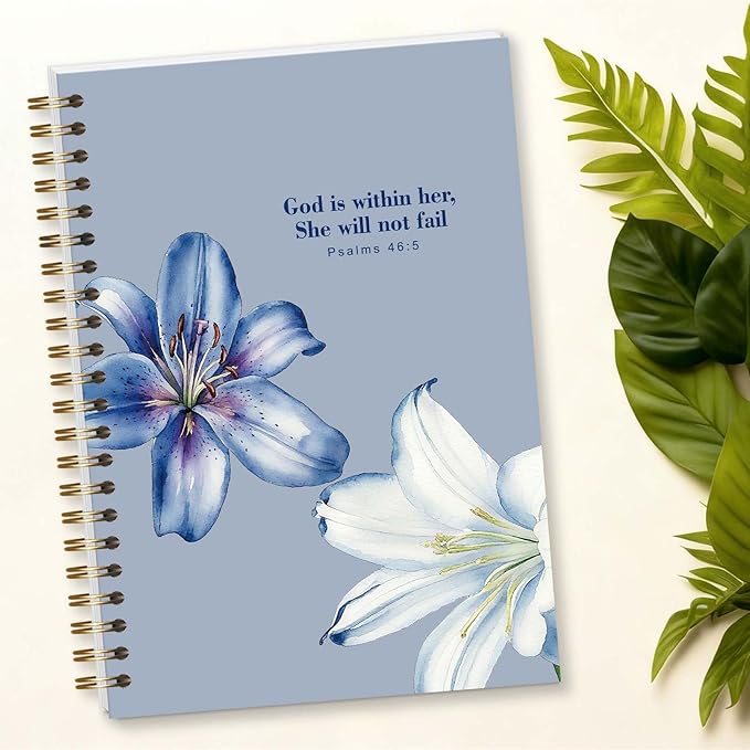 Bible Journal Spiral Notebook, Coquette Floral Bible Study Supplies, Christian Gifts for Women Girls, 5.5x8.3 Inch - A05