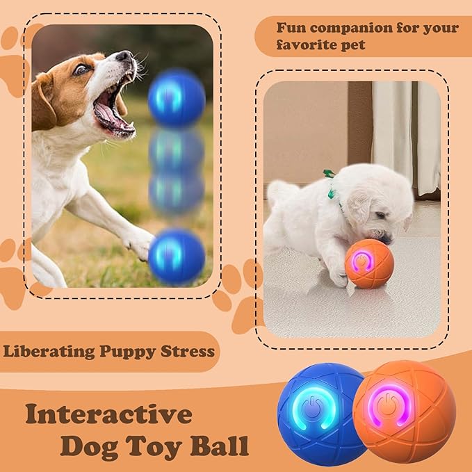 Smart Jumping Vibrating Interactive Dog Ball Self Moving Bouncing Ball Toy with Automatic Motion, Durable Chew Resistant Design for Small/Medium/Large Sized Dogs (Blue/S)
