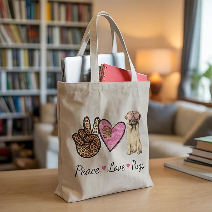 Pets Lover Gifts Tote Bag for Women, Dogs Cats Bee Aesthetic Canvas Bag with Inner Pocket