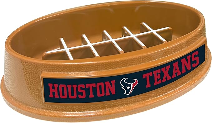 NFL Super-Bowl Houston Texans Slow Feeder Dog & Cat Bowl. Football Design for Healthy Digestion. Non-Slip for Large & Small Pets